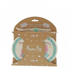 Peppa Pig - Bamboo Snack Box With Cutlery Set -Kid Toys Store peppa pig peppa pig bamboo snack box with cutlery 3