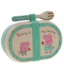 Peppa Pig - Bamboo Snack Box With Cutlery Set -Kid Toys Store peppa pig peppa pig bamboo snack box with cutlery 4